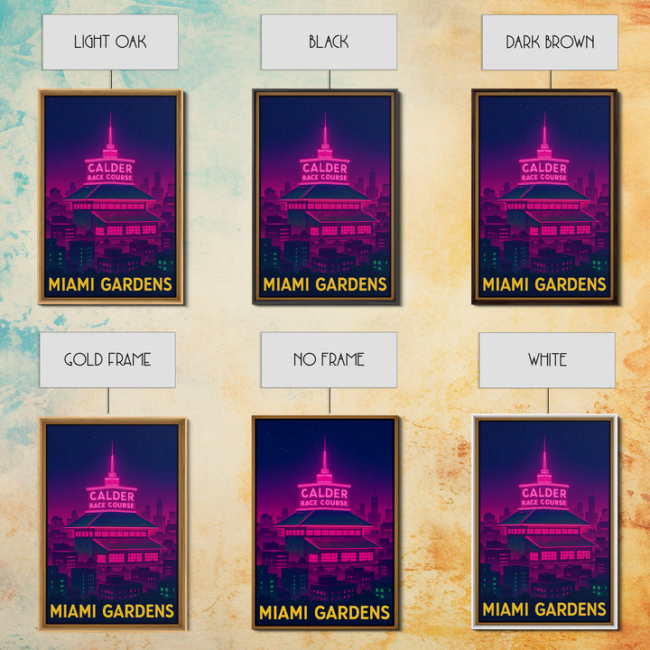 Miami Gardens Florida Travel Poster, Canvas Print, Electric Night Poster Art, Miami Gardens City Art, Home Office Decor, Retro Travel Print