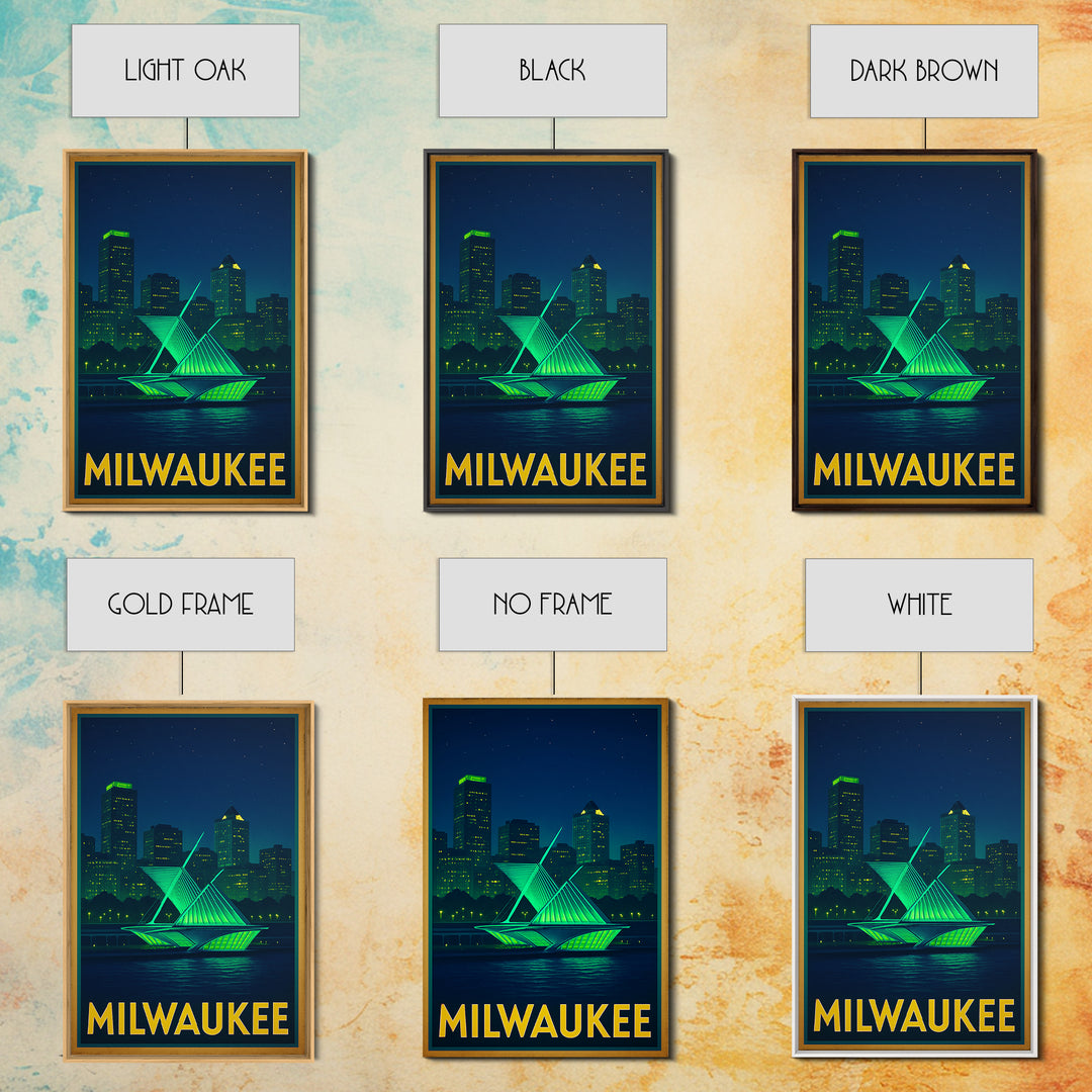 Milwaukee Wisconsin Travel Poster, Canvas Print, Cyberpunk Style City Art, Milwaukee Poster Print, Vintage Travel Print, Travel Art Print