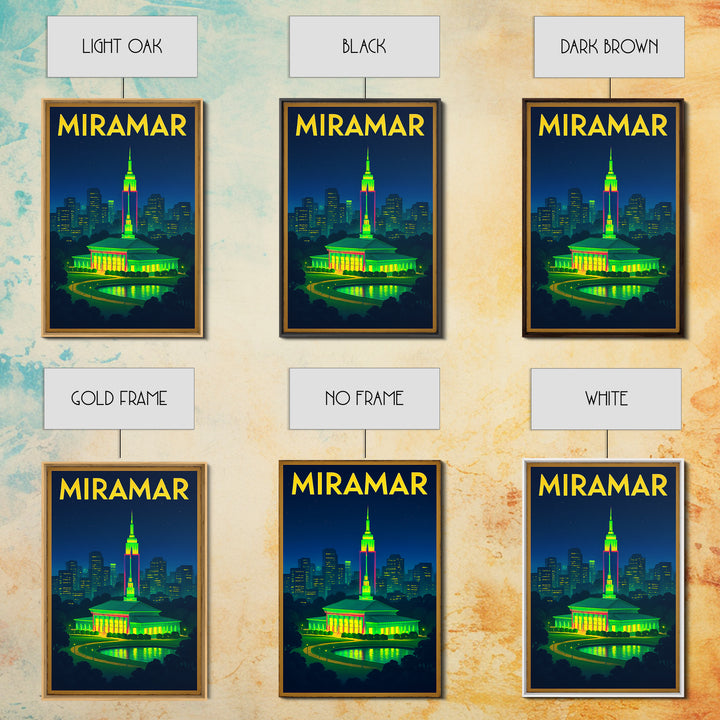 Miramar Travel Poster, Canvas Print, Neon Urban Skyline Wall Art, Miramar Wall Art, Travel Poster Set, Travel Art Print, Vintage Print