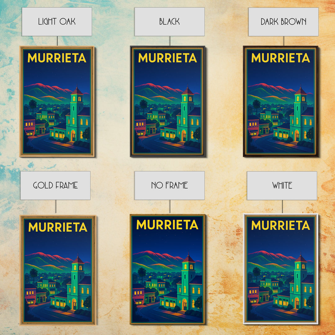 Murrieta Travel Poster, Canvas Print, Retro Neon Travel Art, Murrieta Wall Art, Mid Century Wall Art, Eclectic Wall Decor, Travel Posters