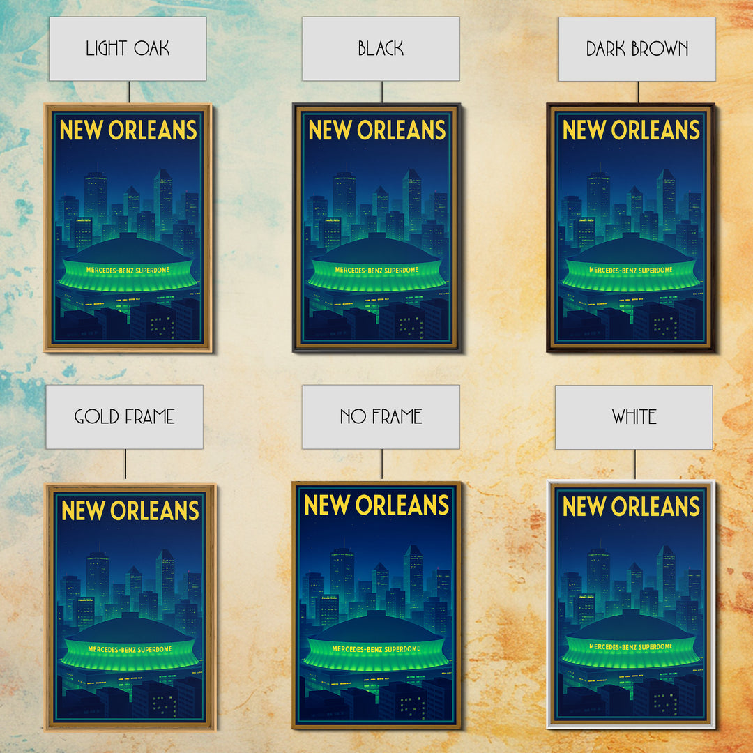 New Orleans Travel Poster, Framed Canvas Print, Cyberpunk Style City Art, New Orleans Poster Print, Travel Poster Set, City Travel Prints
