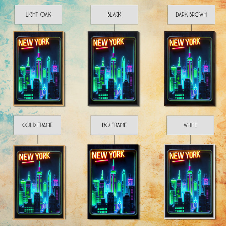 New York Travel Poster, Framed Canvas Print, Cyberpunk Style City Art, New York Poster Print, Gift For Travelers, Home Office Decor
