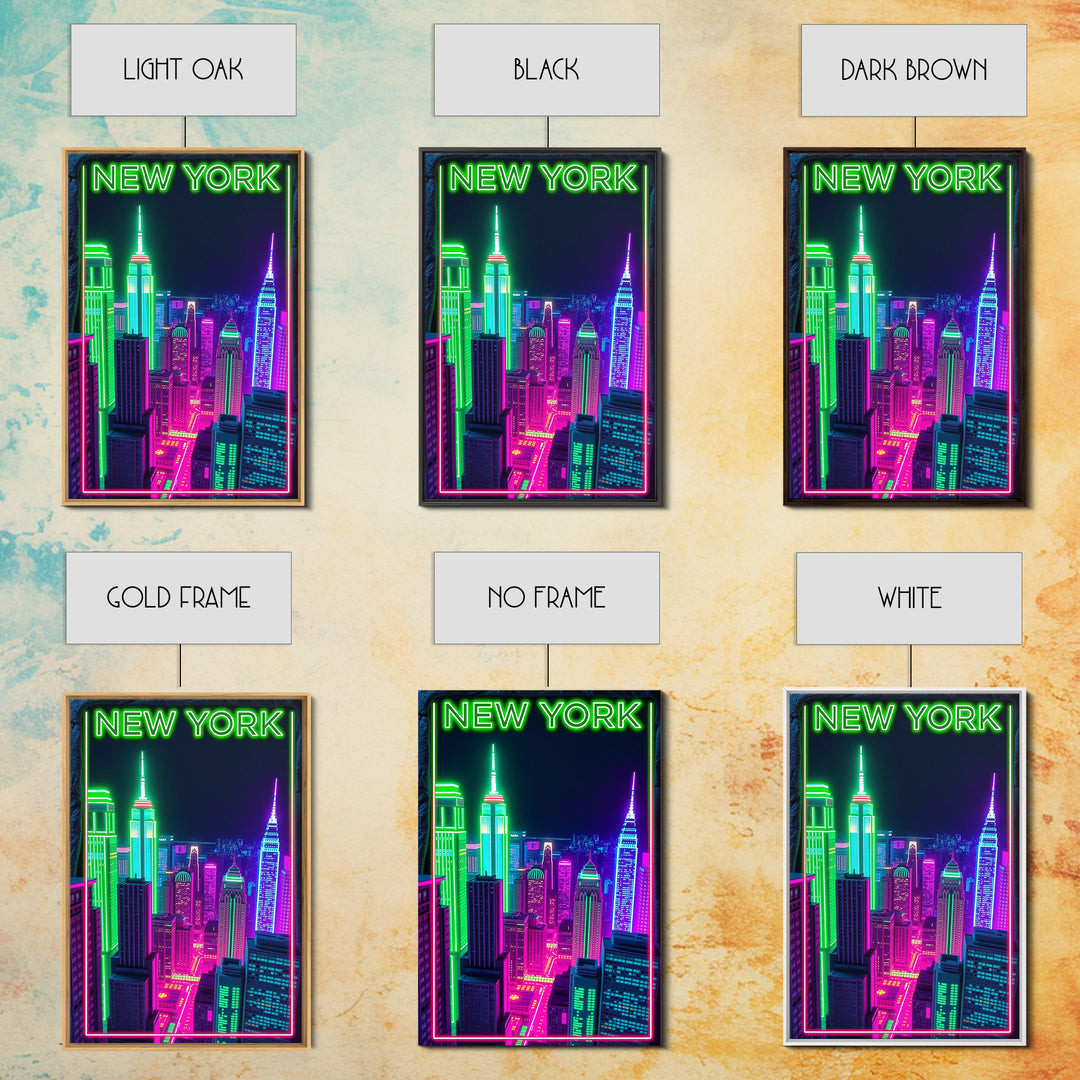New York Travel Poster, Canvas Print, Cyberpunk Style City Art, New York Poster Print, Eclectic Wall Decor, Travel Wall Decor