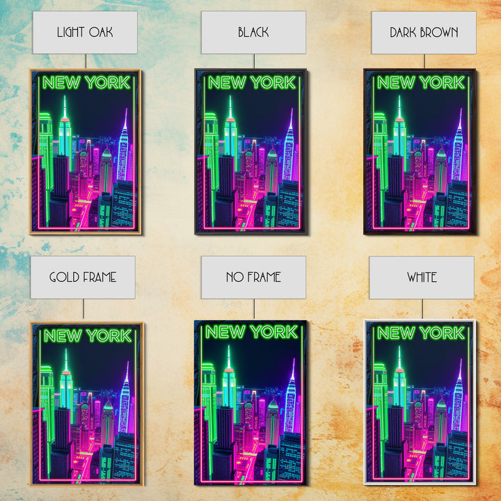 New York Travel Poster, Canvas Print, Cyberpunk Style City Art, New York Poster Print, Eclectic Wall Decor, Travel Wall Decor