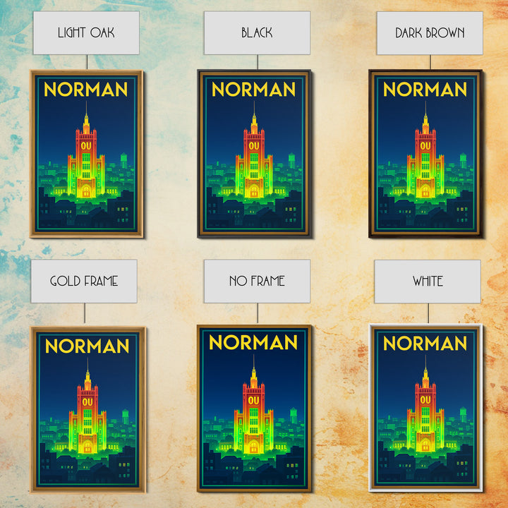 Norman Travel Poster, Framed Canvas Print, Retro Neon Travel Art, Norman Art Print, Travel Poster Set, Fine Art Print, Retro Travel Print