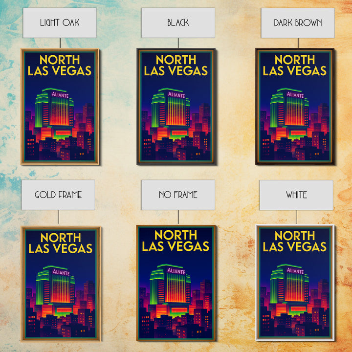 North Las Vegas Travel Poster, Framed Canvas Print, Retro Neon Travel Art, North Las Vegas Travel Art, Travel Poster Set, Modern Wall Decor