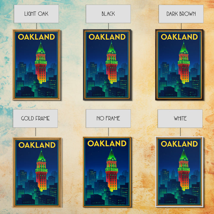 Oakland Travel Poster, Framed Canvas Print, Cyberpunk Style City Art, Oakland Poster Print, Travel Wall Decor, Wanderlust Decor