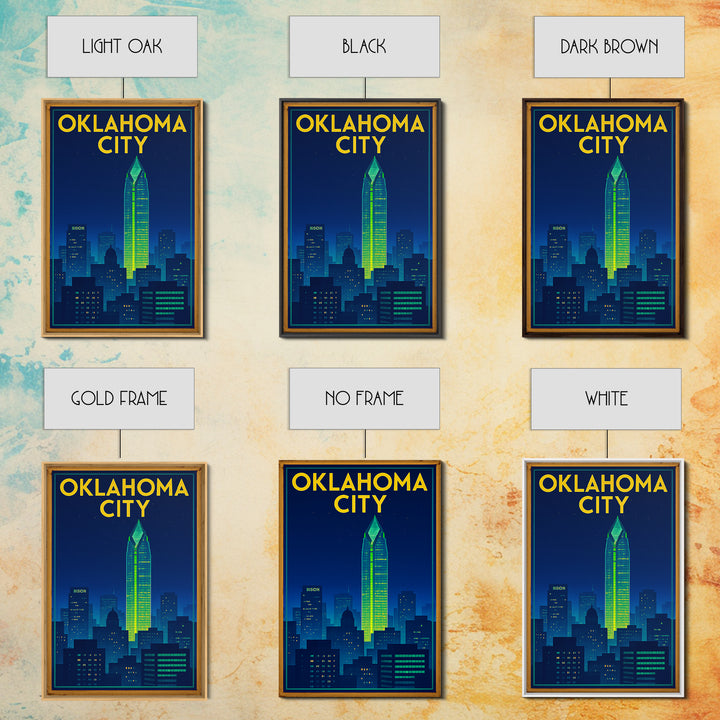 Oklahoma City Travel Poster, Canvas Print, Electric Night Poster Art, Oklahoma City Art Print, Fine Art Print, City Art Print, Design 2