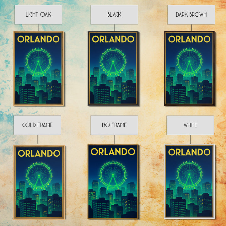 Orlando Travel Poster, Canvas Print, Cyberpunk Style City Art, Orlando City Art, Travel Art Print, Eclectic Wall Decor, City Illustration
