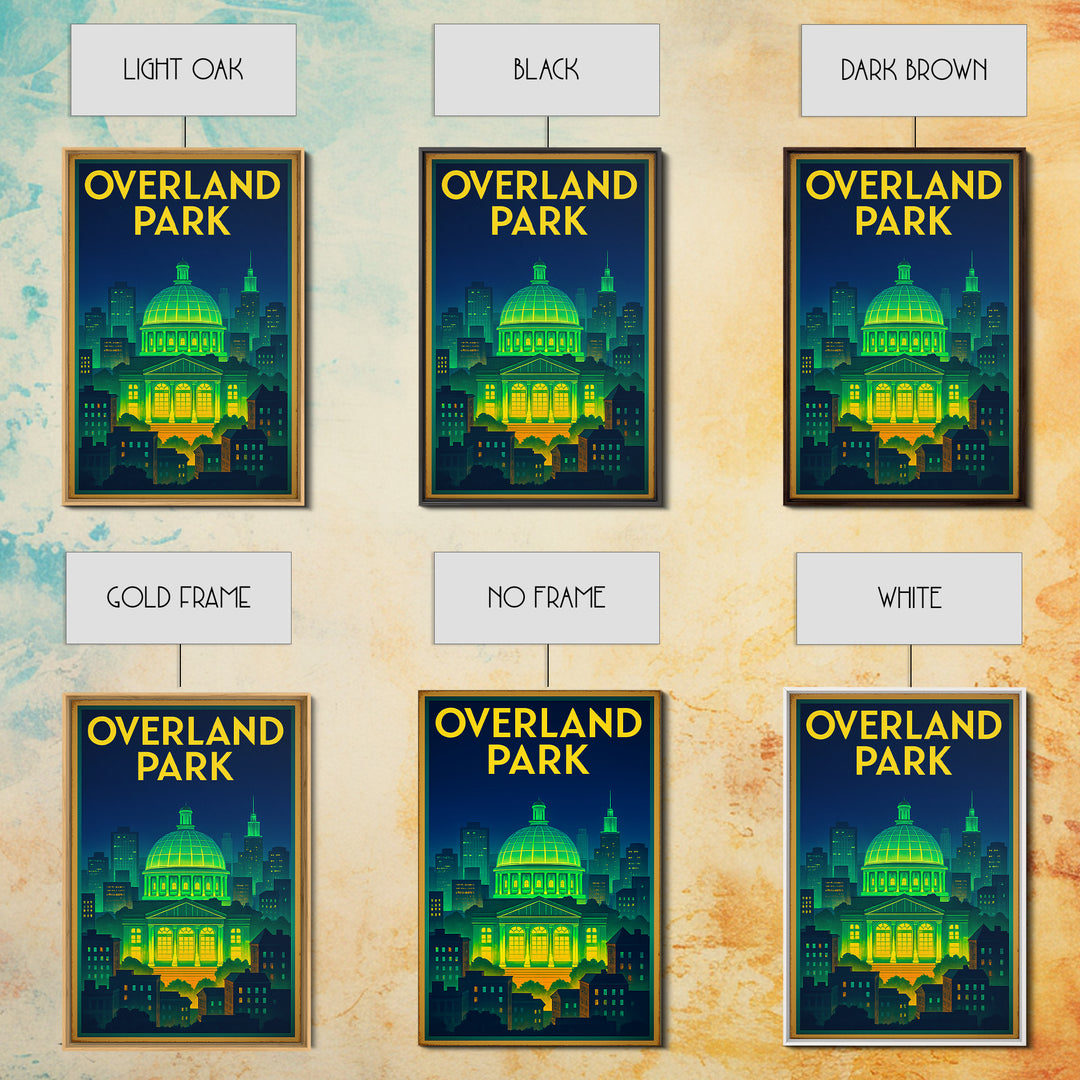 Overland Park Travel Poster, Canvas Print, Retro Neon Travel Art, Overland Park Art Print, City Illustration, Vintage Travel Print