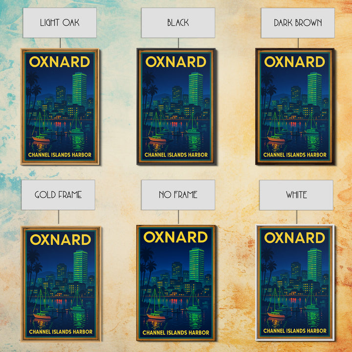 Oxnard Travel Poster, Canvas Print, Retro Neon Travel Art, Oxnard City Art, City Art Print, Modern Wall Decor, City Travel Prints