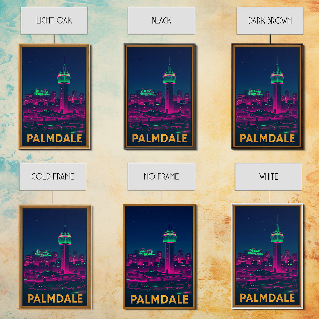 Palmdale California Travel Poster, Canvas Print, Retro Neon Travel Art, Palmdale Poster Print, Travel Prints, Travel Art Print, Poster Art