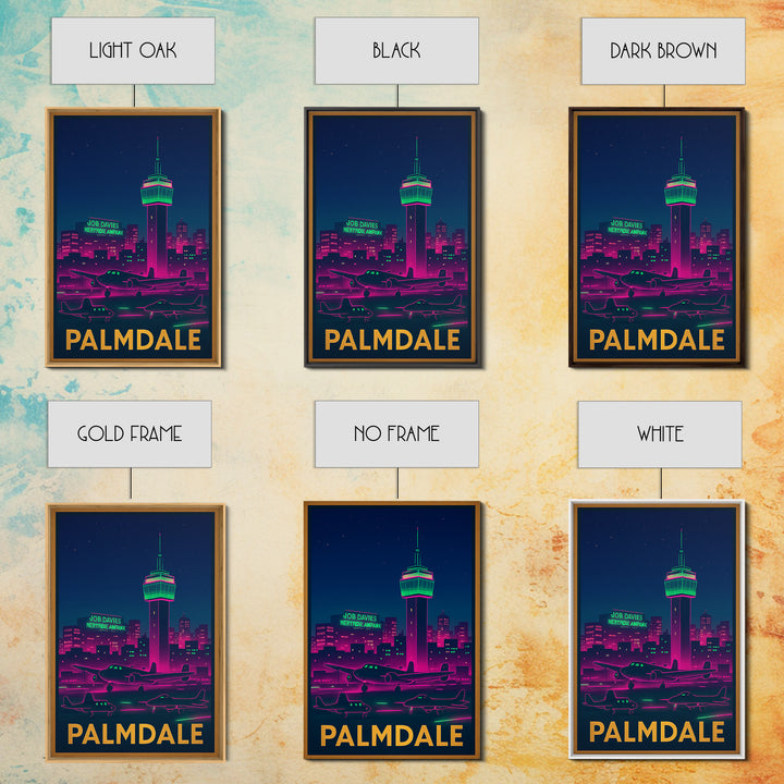 Palmdale California Travel Poster, Canvas Print, Retro Neon Travel Art, Palmdale Poster Print, Travel Prints, Travel Art Print, Poster Art