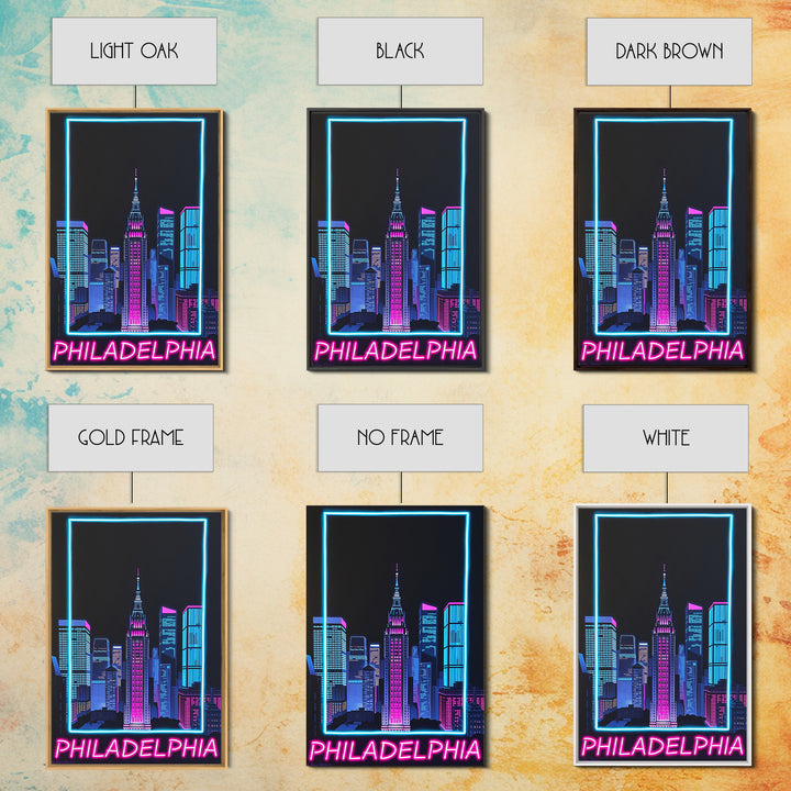 Philadelphia Travel Poster, Canvas Print, Retro Neon Travel Art, Philadelphia City Art, City Travel Prints, Gift For Travelers