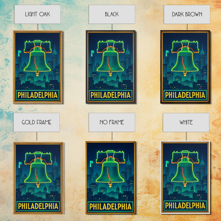 Philadelphia Travel Poster, Canvas Print, Electric Night Poster Art, Philadelphia City Art, Travel Poster Set, Travel Art Print