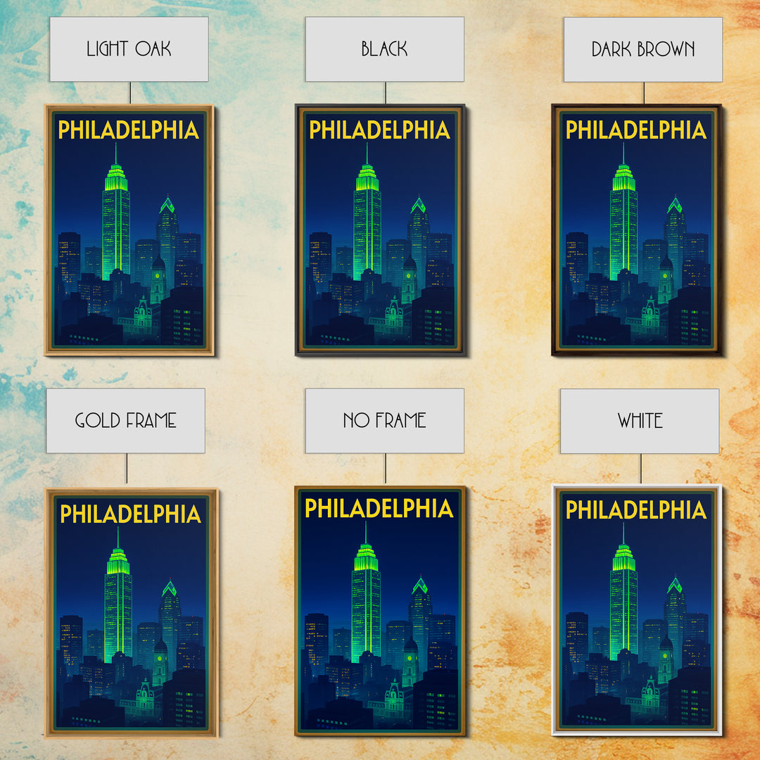 Philadelphia Travel Poster, Canvas Print, Cyberpunk Style City Art, Philadelphia Poster Print, Gift For Travelers, City Art Print