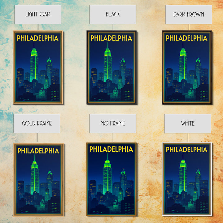 Philadelphia Travel Poster, Canvas Print, Cyberpunk Style City Art, Philadelphia Poster Print, Gift For Travelers, City Art Print