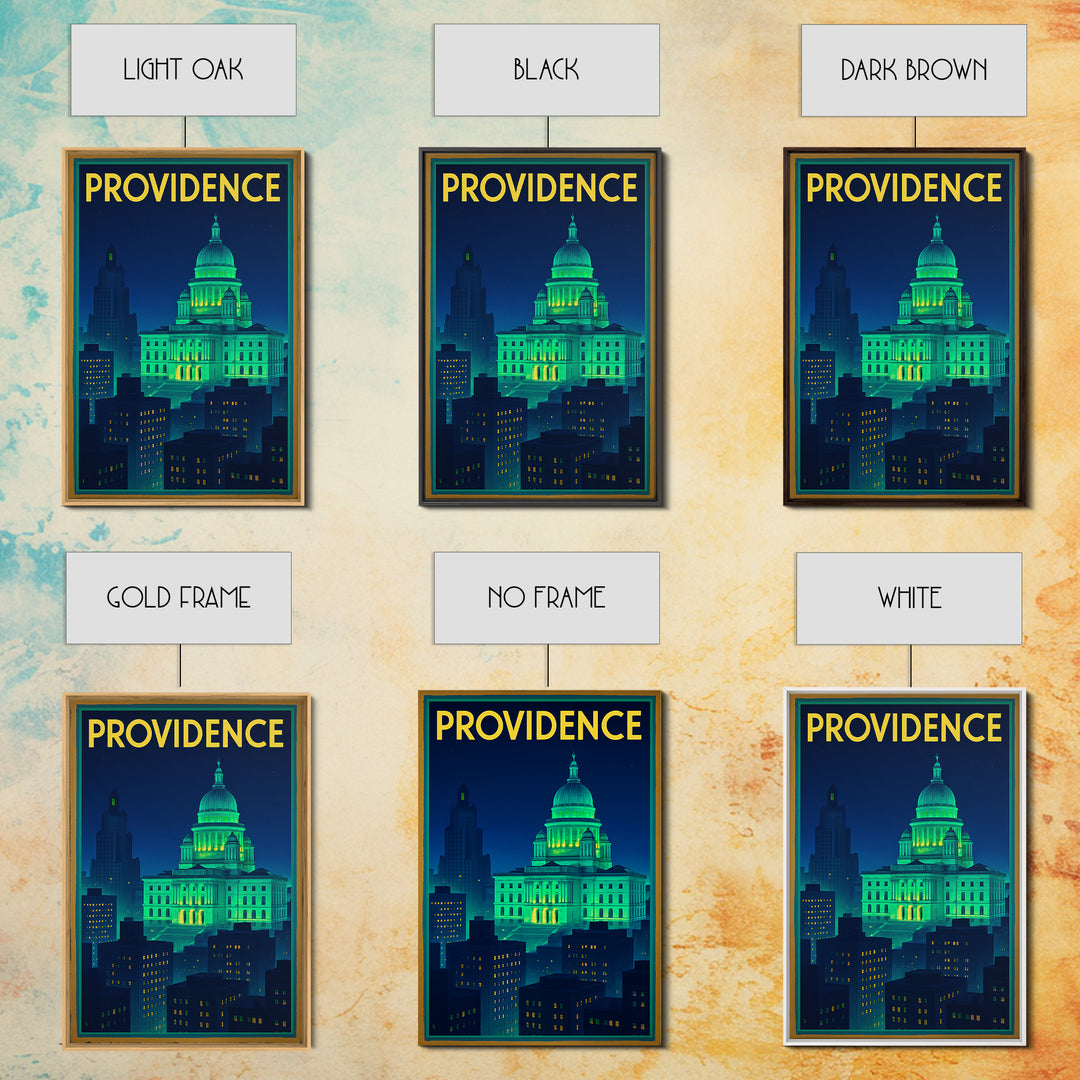 Providence Travel Poster, Canvas Print, Neon Skyline Art Wall Art, Providence Poster Print, Modern Wall Decor, Travel Wall Art, Design 2