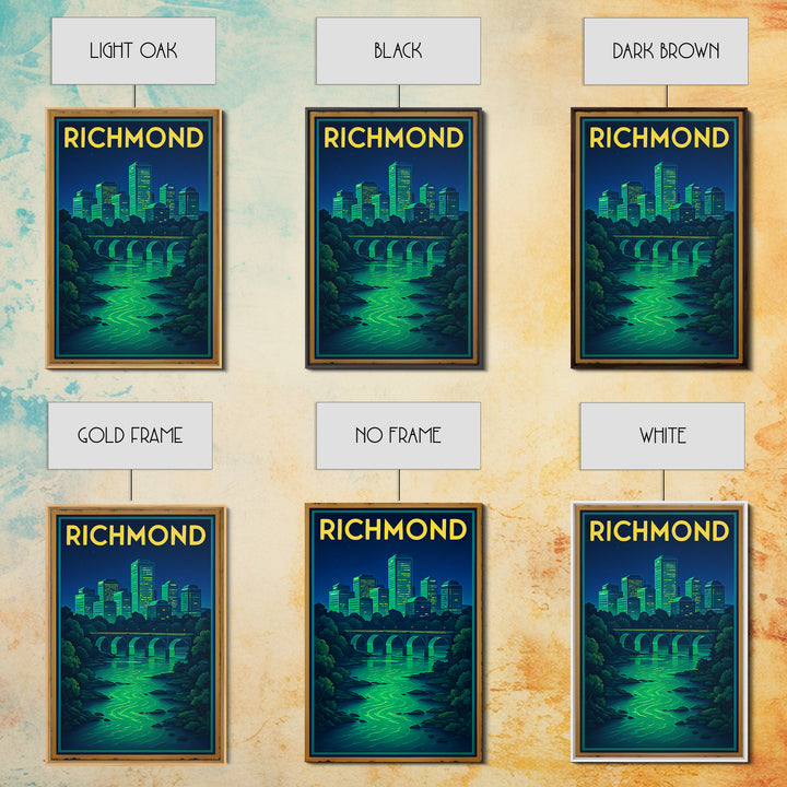R Ichmond Travel Poster, Framed Canvas Print, Cyberpunk Style City Art, R Ichmond City Art, Home Office Decor, Gift For Travelers