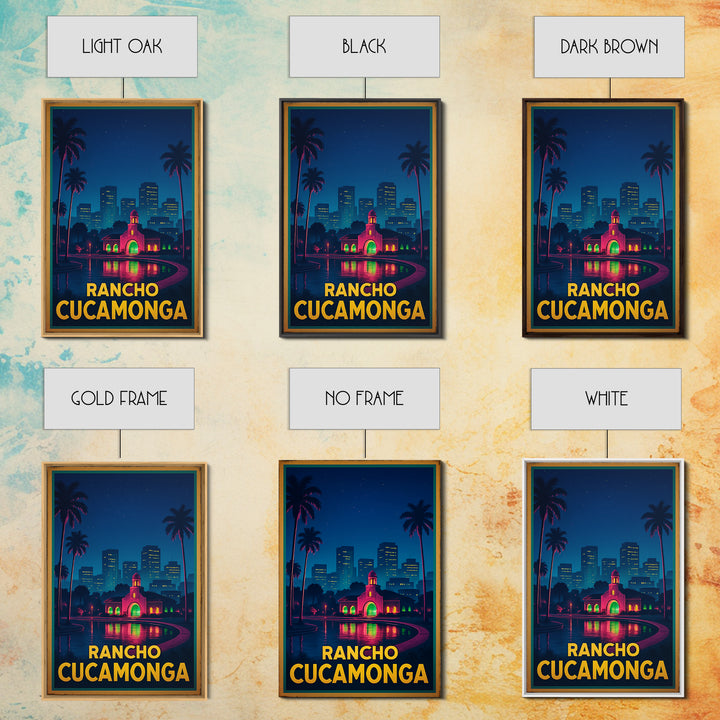 Rancho Cucamonga California Travel Poster, Canvas Print, Neon City Skyline Wall Art, Rancho Cucamonga Wall Art, Travel Art Print, Art Print