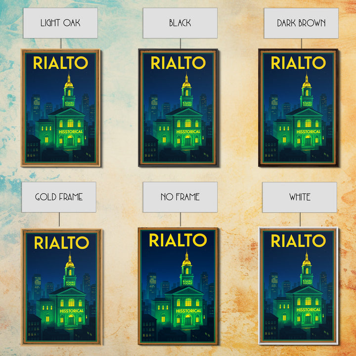 Rialto Travel Poster, Canvas Print, Electric Night Poster Art, Rialto City Art, Gift For Travelers, Vintage City Poster, Travel Art Print