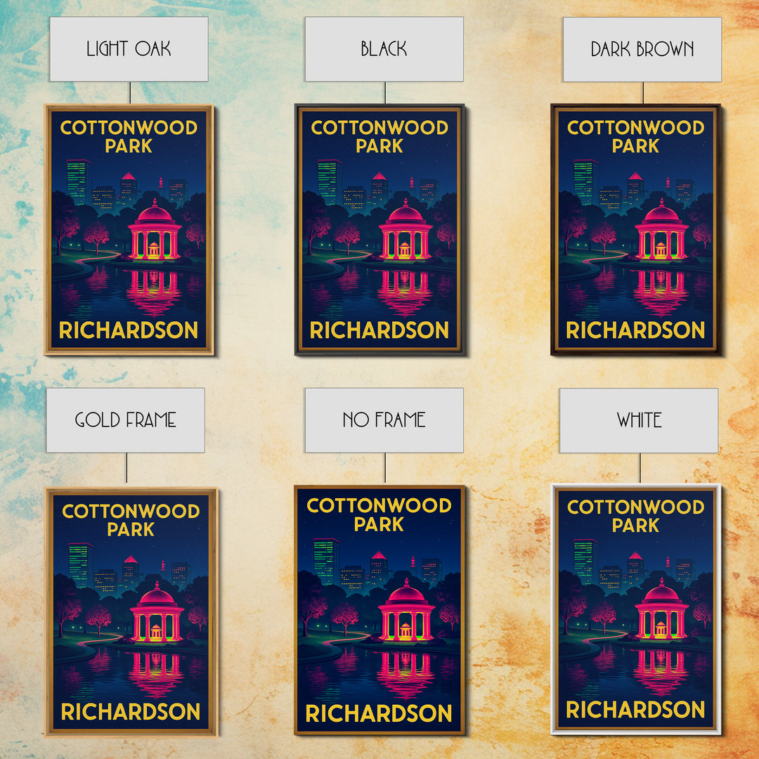 Richardson Texas Travel Poster, Canvas Print, Retro Neon Travel Art, Richardson Wall Art, Office Decor, City Art Print, Mid Century Wall Art