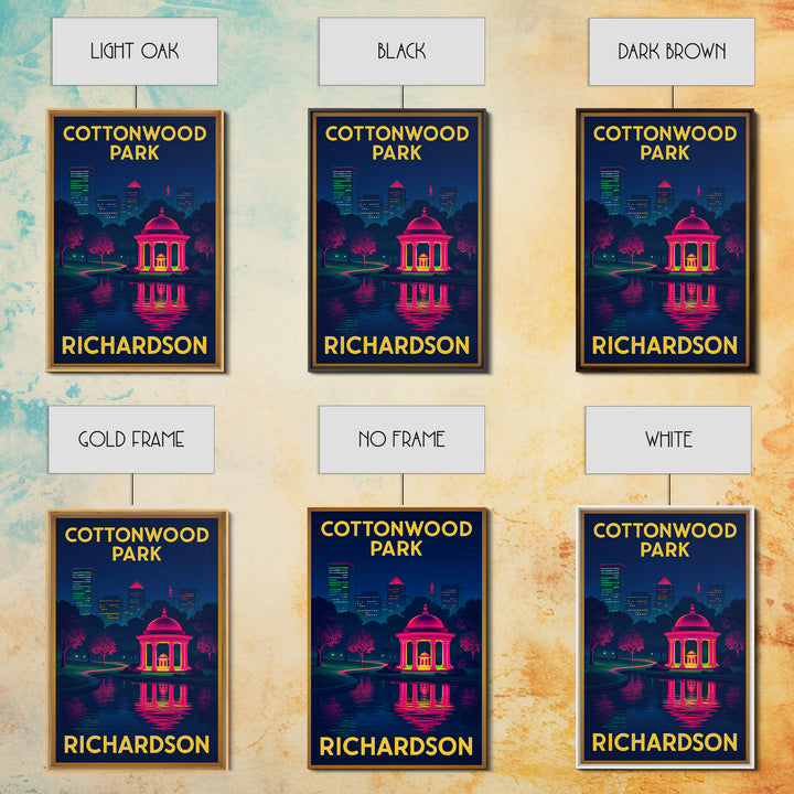 Richardson Texas Travel Poster, Canvas Print, Retro Neon Travel Art, Richardson Wall Art, Office Decor, City Art Print, Mid Century Wall Art