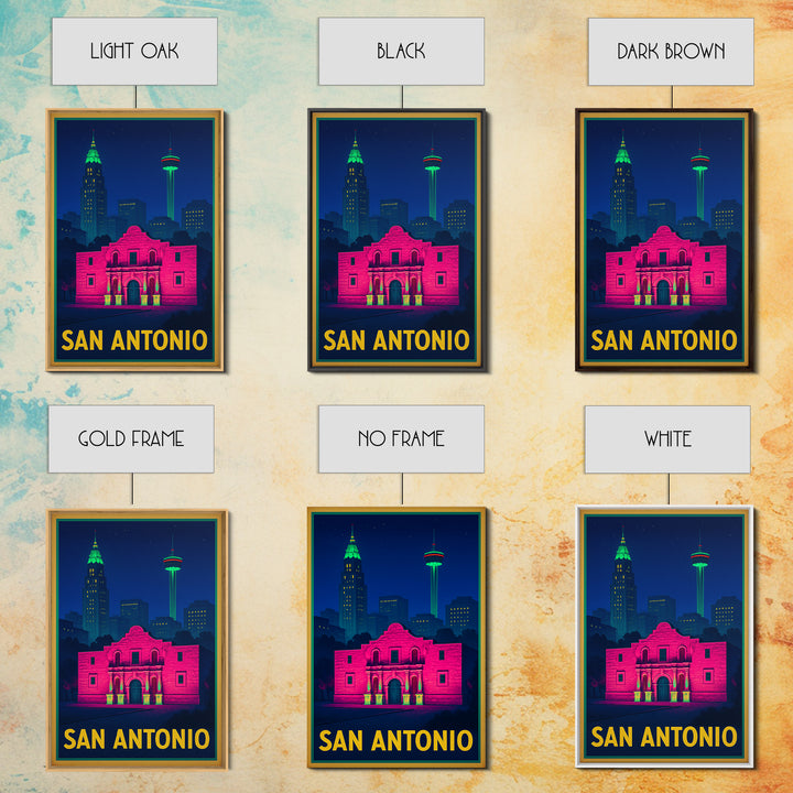 San Antonio Travel Poster, Canvas Print, Cyberpunk Style City Art, San Antonio City Art, Travel Art Print, Vintage City Poster