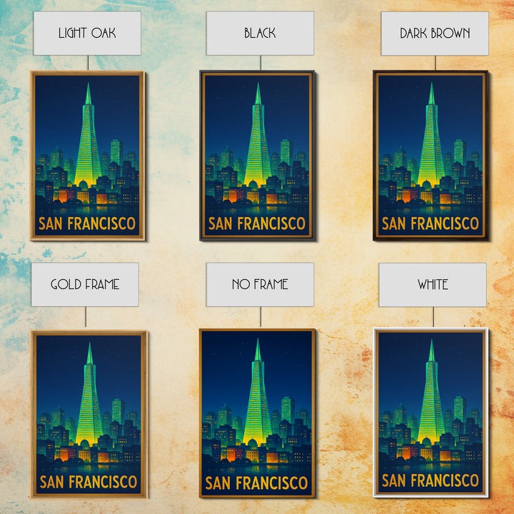 San Francisco California Travel Poster, Canvas Print, Retro Neon Travel Art, San Francisco Travel Art, Travel Poster Art, Travel Wall Decor