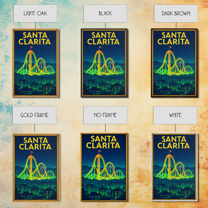 Santa Clarita Travel Poster, Framed Canvas Print, Retro Neon Travel Art, Santa Clarita Wall Art, Vintage City Poster, Retro Travel Print