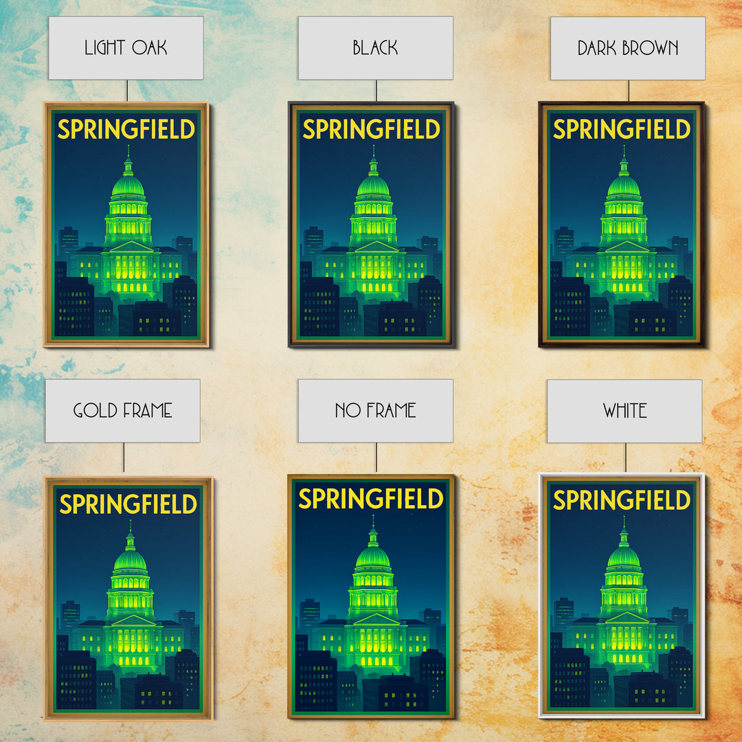 Springfield Travel Poster, Canvas Print, Cyberpunk Style City Art, Springfield Wall Art, Travel Wall Decor, Retro Travel Print