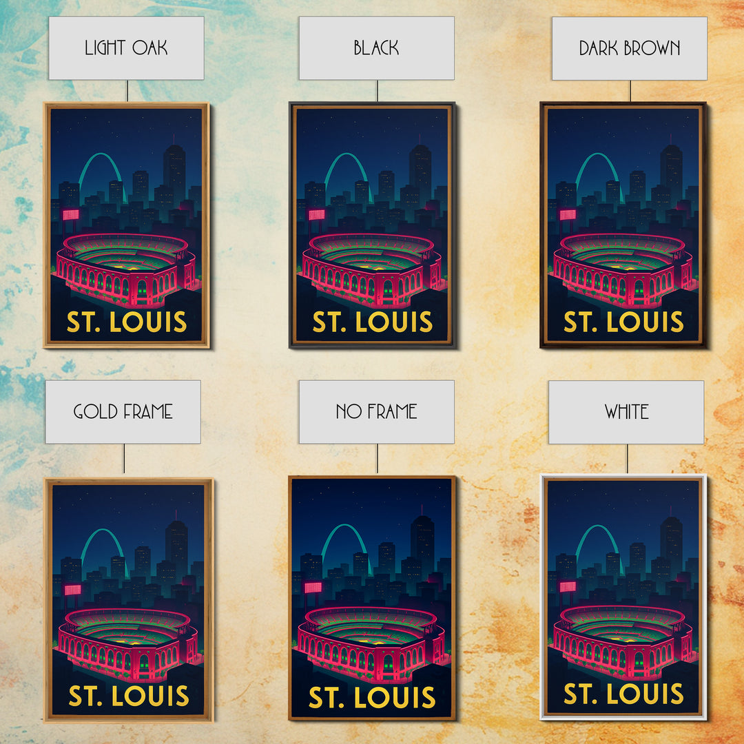 St Louis Missouri Travel Poster, Framed Canvas Print, Cyberpunk Style City Art, St Louis Travel Art, Fine Art Print, City Travel Prints