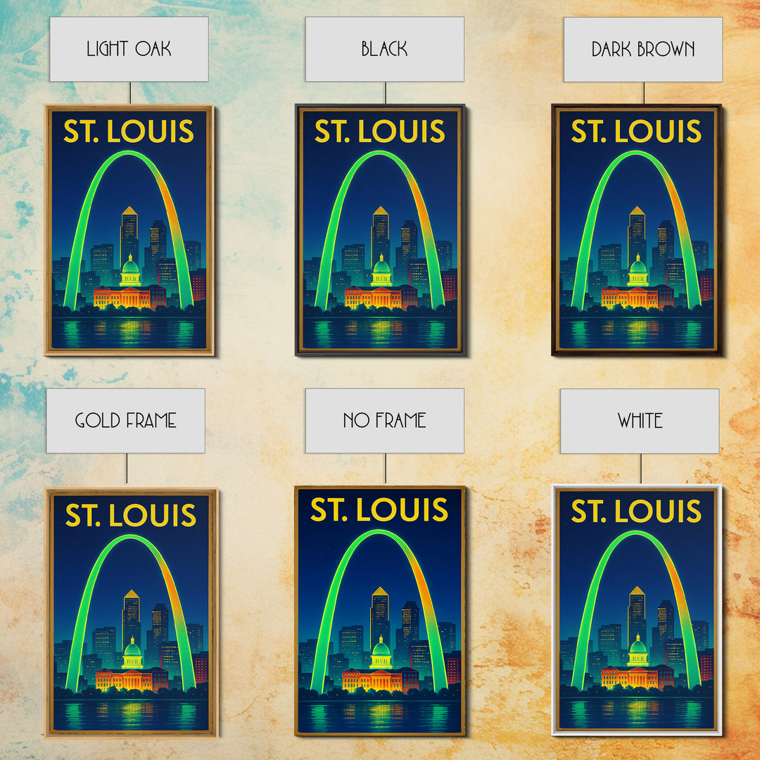 St Louis Travel Poster, Canvas Print, Electric Night Poster Art, St Louis City Art, Retro Travel Print, Travel Wall Art, Fine Art Print