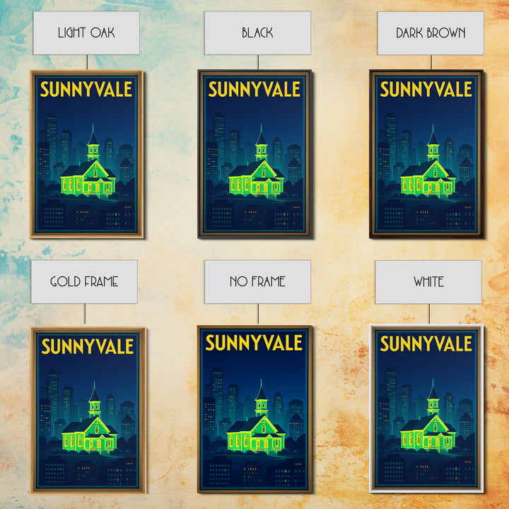 Sunnyvale Travel Poster, Canvas Print, Cyberpunk Style City Art, Sunnyvale Travel Art, Gift For Travelers, Home Office Decor, Wall Art