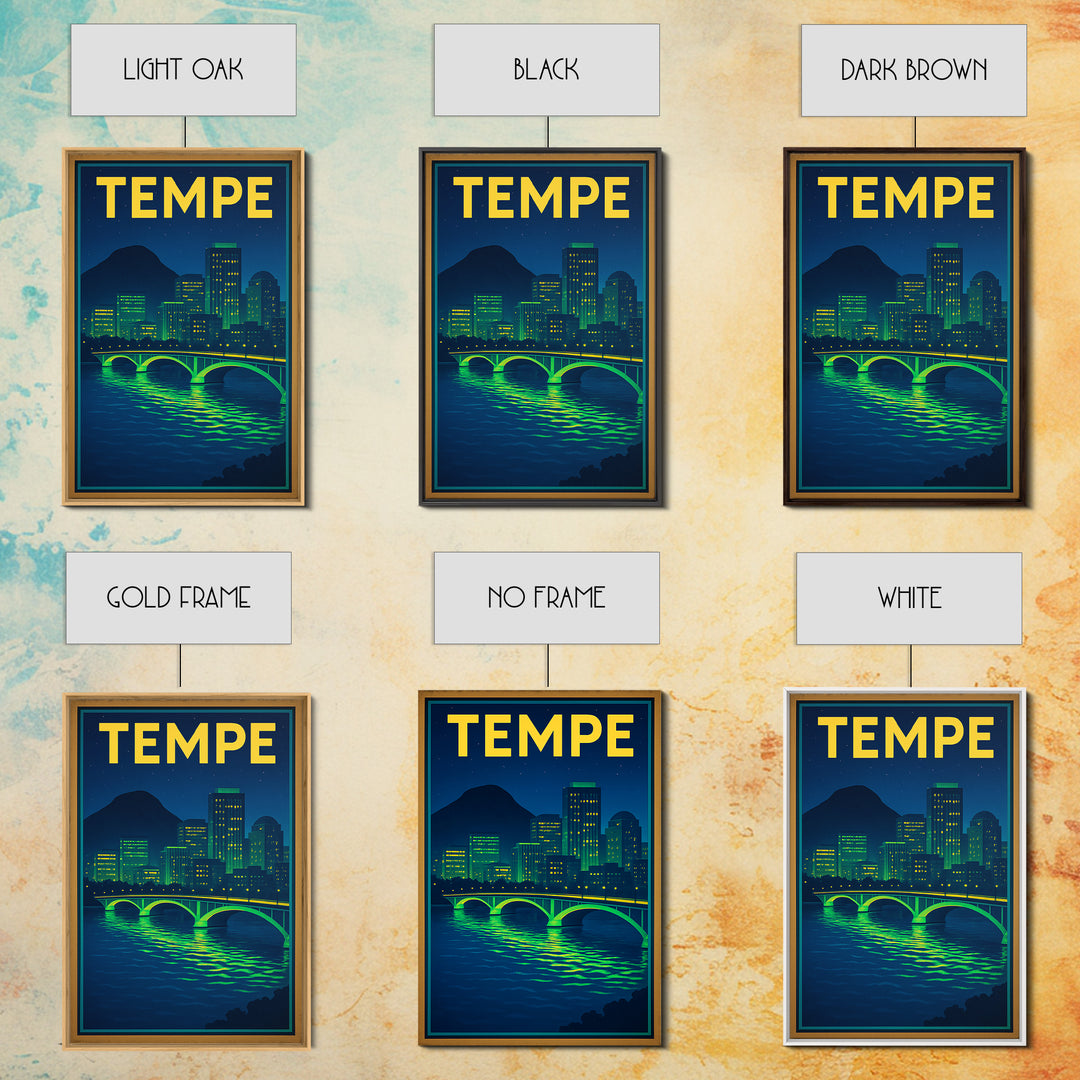 Tempe Travel Poster, Canvas Print, Cyberpunk Style City Art, Tempe Poster Print, City Travel Prints, Mid Century Wall Art, Travel Wall Art
