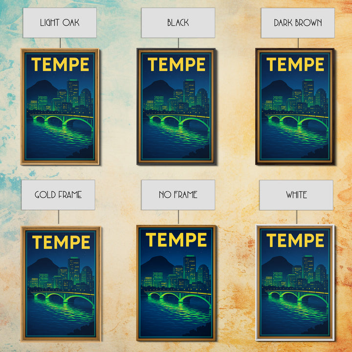 Tempe Travel Poster, Canvas Print, Cyberpunk Style City Art, Tempe Poster Print, City Travel Prints, Mid Century Wall Art, Travel Wall Art