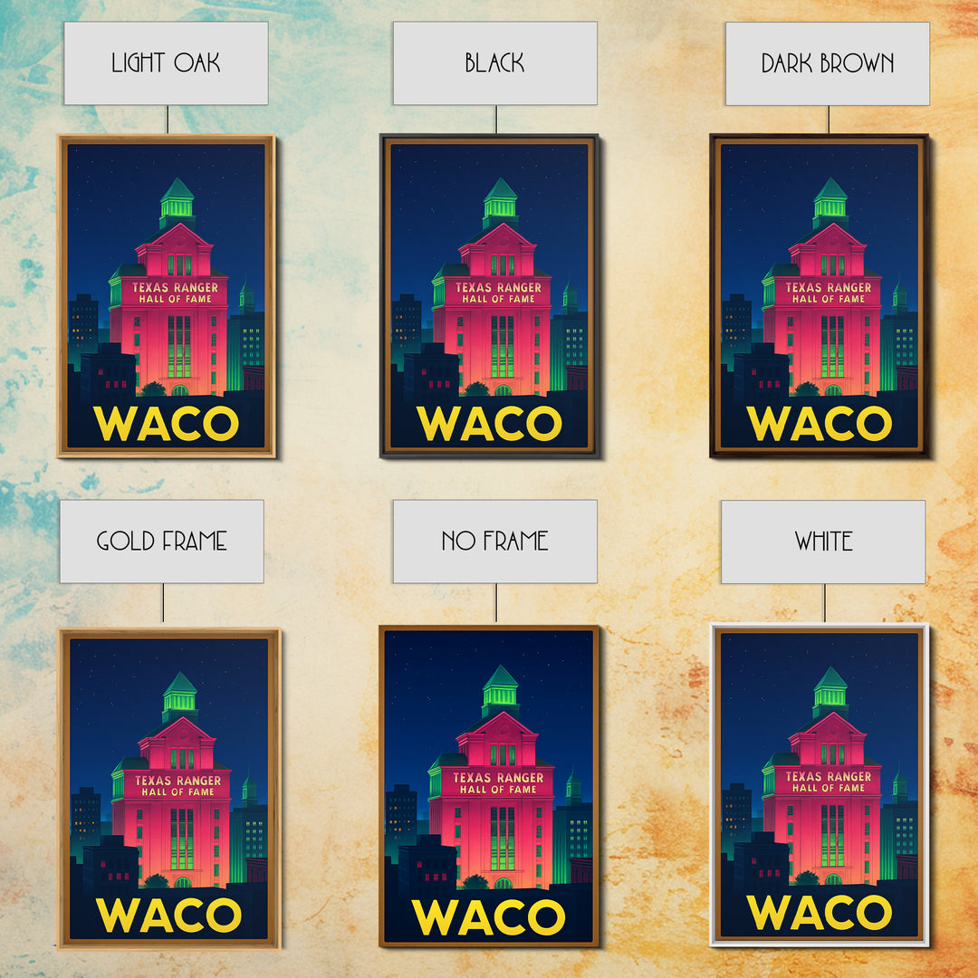 Waco Texas Travel Poster, Canvas Print, Cyberpunk Style City Art, Waco Travel Art, Travel Wall Art, City Art Print, Home Office Decor