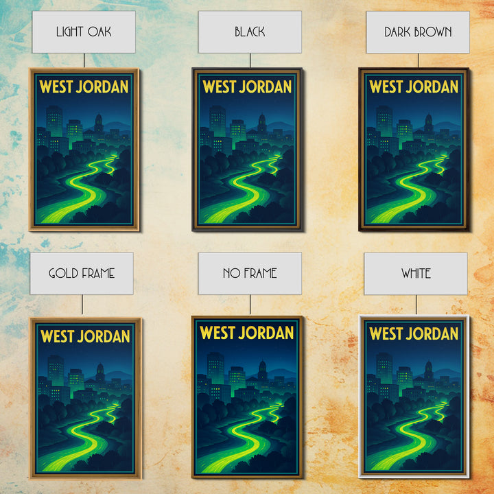 West Jordan Travel Poster, Framed Canvas Print, Cyberpunk Style City Art, West Jordan Poster Print, Fine Art Print, Vintage City Art