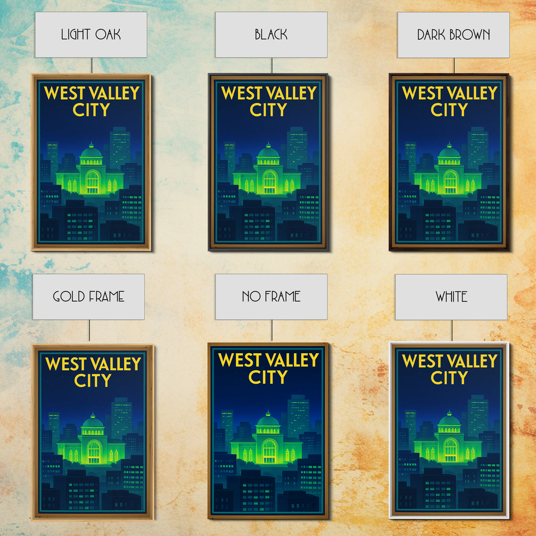 West Valley City Travel Poster, Canvas Print, Cyberpunk Style City Art, West Valley City City Art, Travel Poster Set, Eclectic Wall Decor