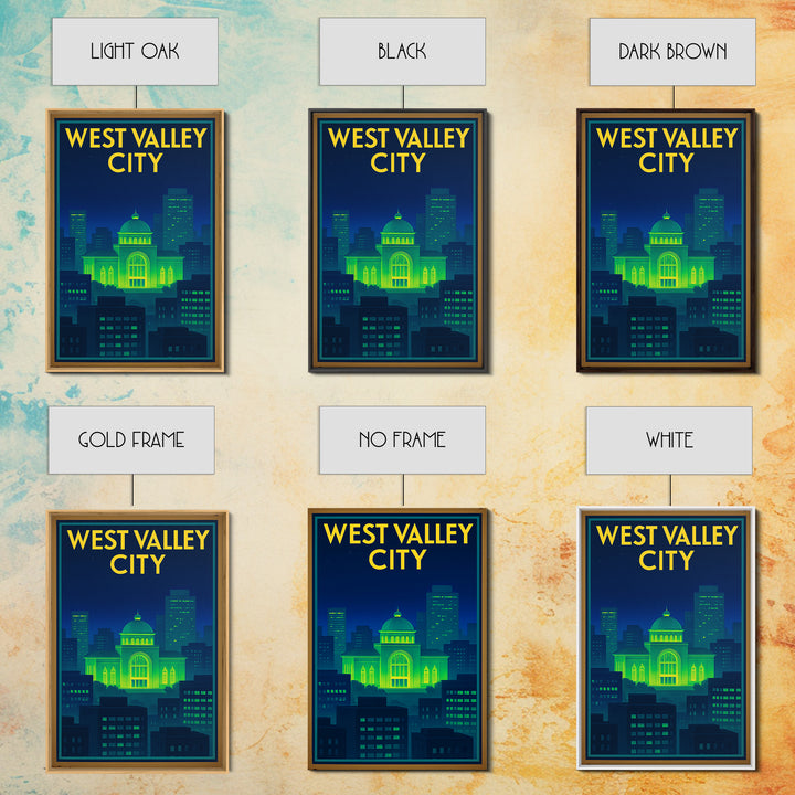 West Valley City Travel Poster, Canvas Print, Cyberpunk Style City Art, West Valley City City Art, Travel Poster Set, Eclectic Wall Decor