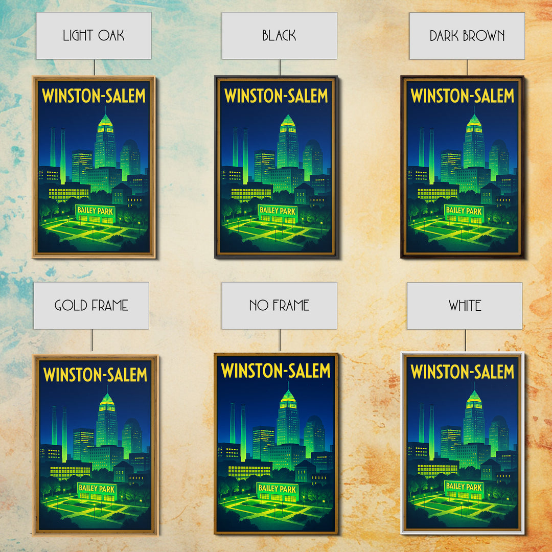 Winston Salem Travel Poster, Canvas Print, Retro Neon Travel Art, Winston Salem Poster Print, Gift For Travelers, Vintage City Art