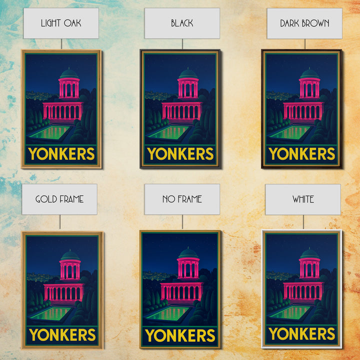 Yonkers New York Travel Poster, Canvas Print, Neon Skyline Art Wall Art, Yonkers City Art, Poster Art, Fine Art Print, Vintage Travel Art