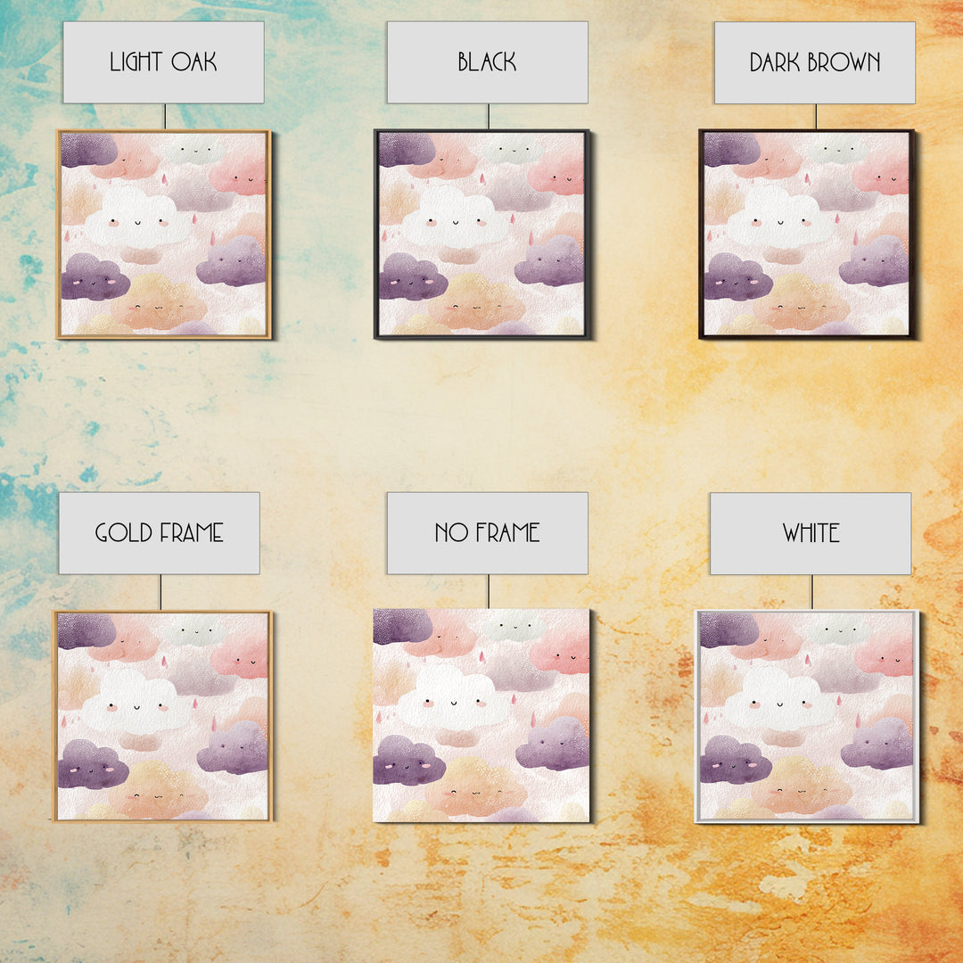 Clouds and Raindrops Canvas Print, Nursery Art, Digital Download Art, Nursery Decor, Oil Painting, Nursery, Whimsical Wall Art, NUR-1x1-22