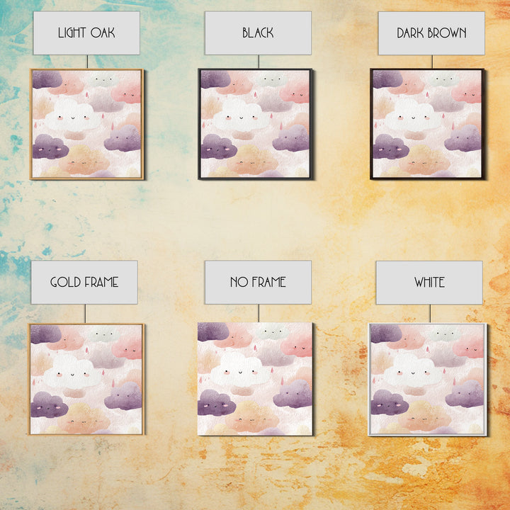 Clouds and Raindrops Canvas Print, Nursery Art, Digital Download Art, Nursery Decor, Oil Painting, Nursery, Whimsical Wall Art, NUR-1x1-22