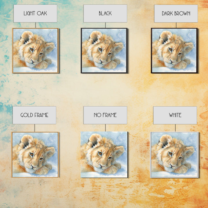 Lion Cub with Soft Golden Mane Canvas Print, Nursery Art, Textured Painting, Nursery Decor, Fine Art, Nursery, Wall Art Print, NUR-1x1-81