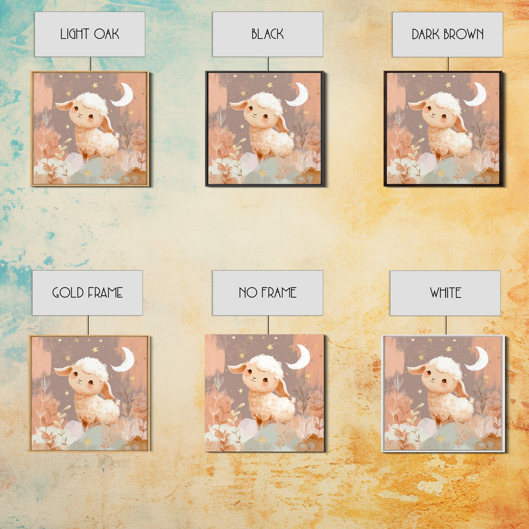 Little Lamb under a Starry Sky Canvas Print, Nursery Art, Boho Decor, Nursery Decor, Fine Art, Nursery, Wall Hangings, NUR-1x1-91