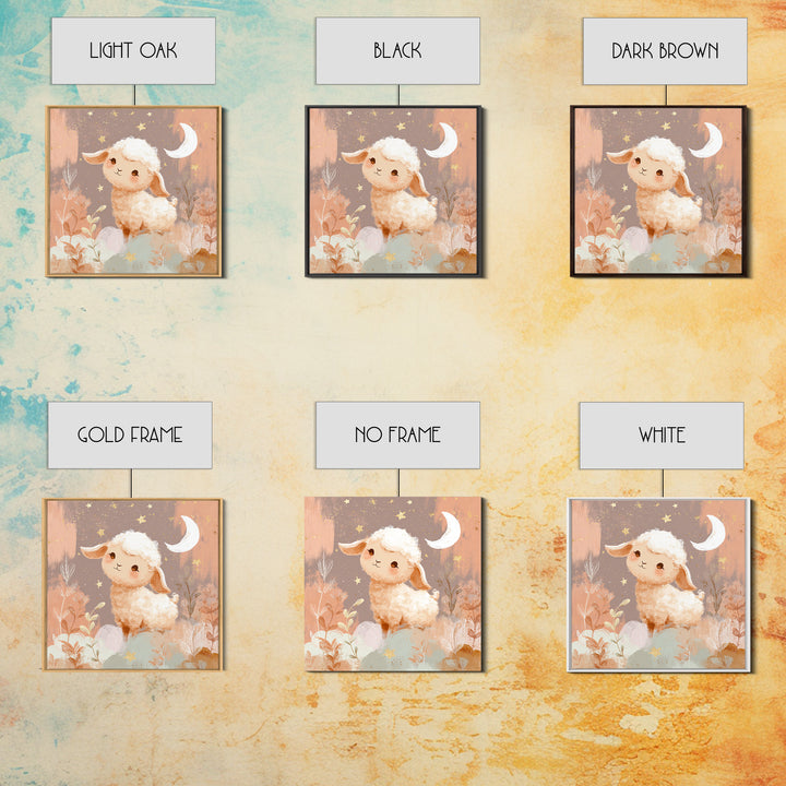 Little Lamb under a Starry Sky Canvas Print, Nursery Art, Boho Decor, Nursery Decor, Fine Art, Nursery, Wall Hangings, NUR-1x1-91