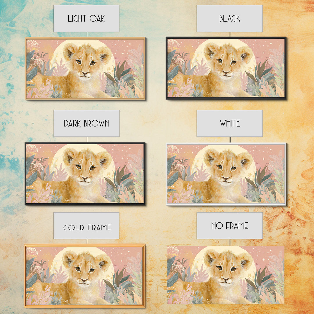 Lion Cub with Soft Golden Mane Canvas Print, Nursery Art, Printable Art, Nursery Decor, Oil Painting, Nursery, Watercolor Print, NUR-2x1-53