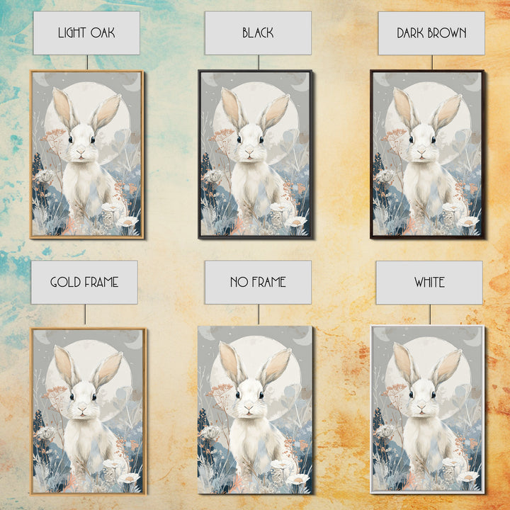 Soft Bunny in a Wildflower Meadow Framed Canvas Print, Nursery Art, Digital Art, Nursery Decor, Nursery, Girl Nursery Decor, NUR-2x3-37