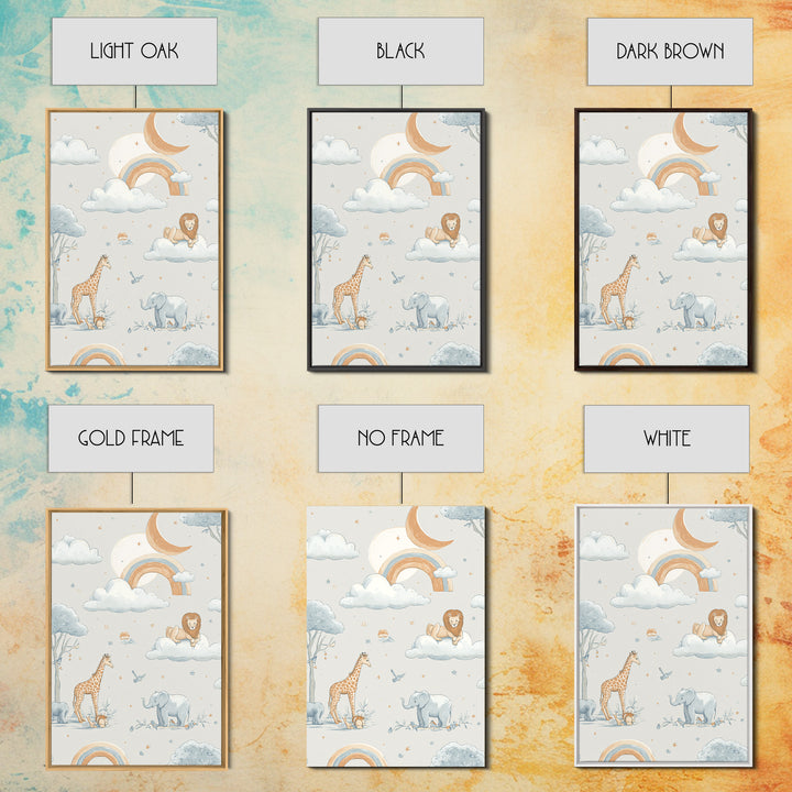 Animal Alphabet Scene Without Readable Letters Framed Canvas Print, Nursery Art, Contemporary Art, Nursery Decor, Nursery, NUR-2x3-43